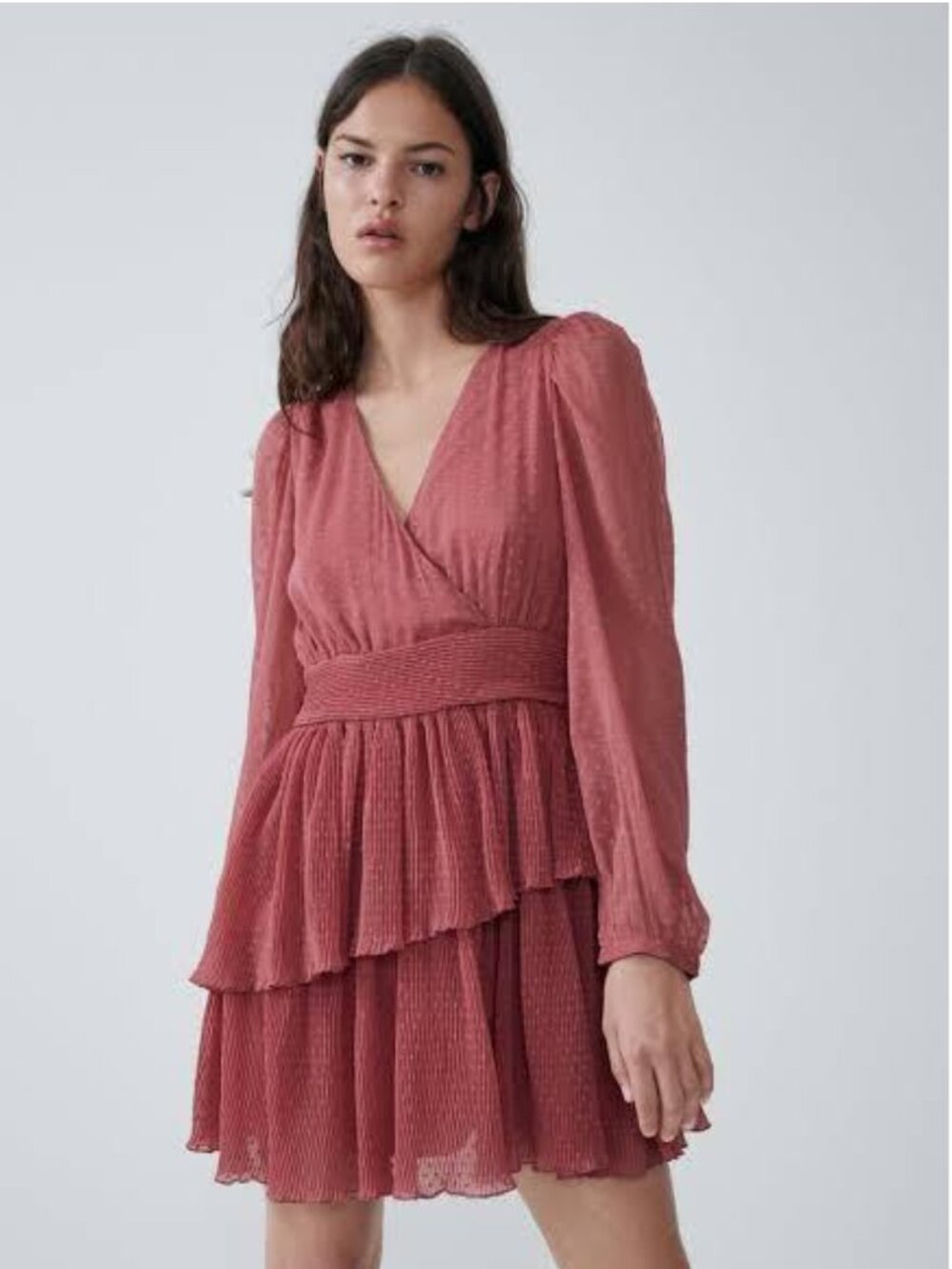 Zara Mesh Dotted Ruffle Dress Size Small